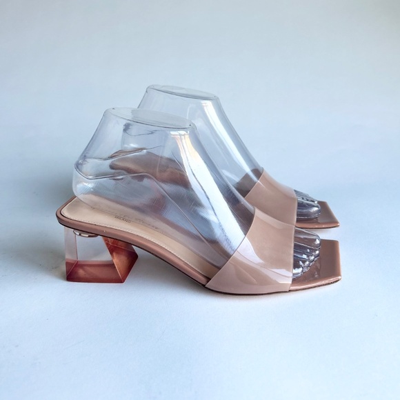 Gianvito Rossi Cream Jelly Plastic Square Toe Heeled Sandals size EUR 37.5, US 7 - Picture 2 of 14
